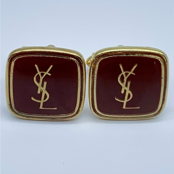 Yves Saint Laurent Red and Gold Cufflinks - Picture 3 of 6